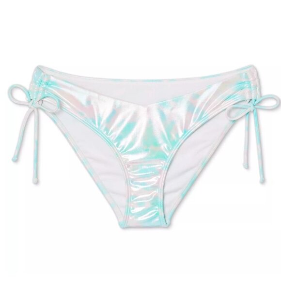 XHILARATION pearlescent v-front side cinch bikini - Picture 1 of 7